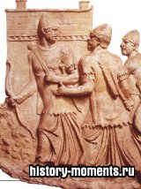 Этот каменный рельеф изображает лучников Ближнего Востока, служивших ауксилиариями в римской армии.