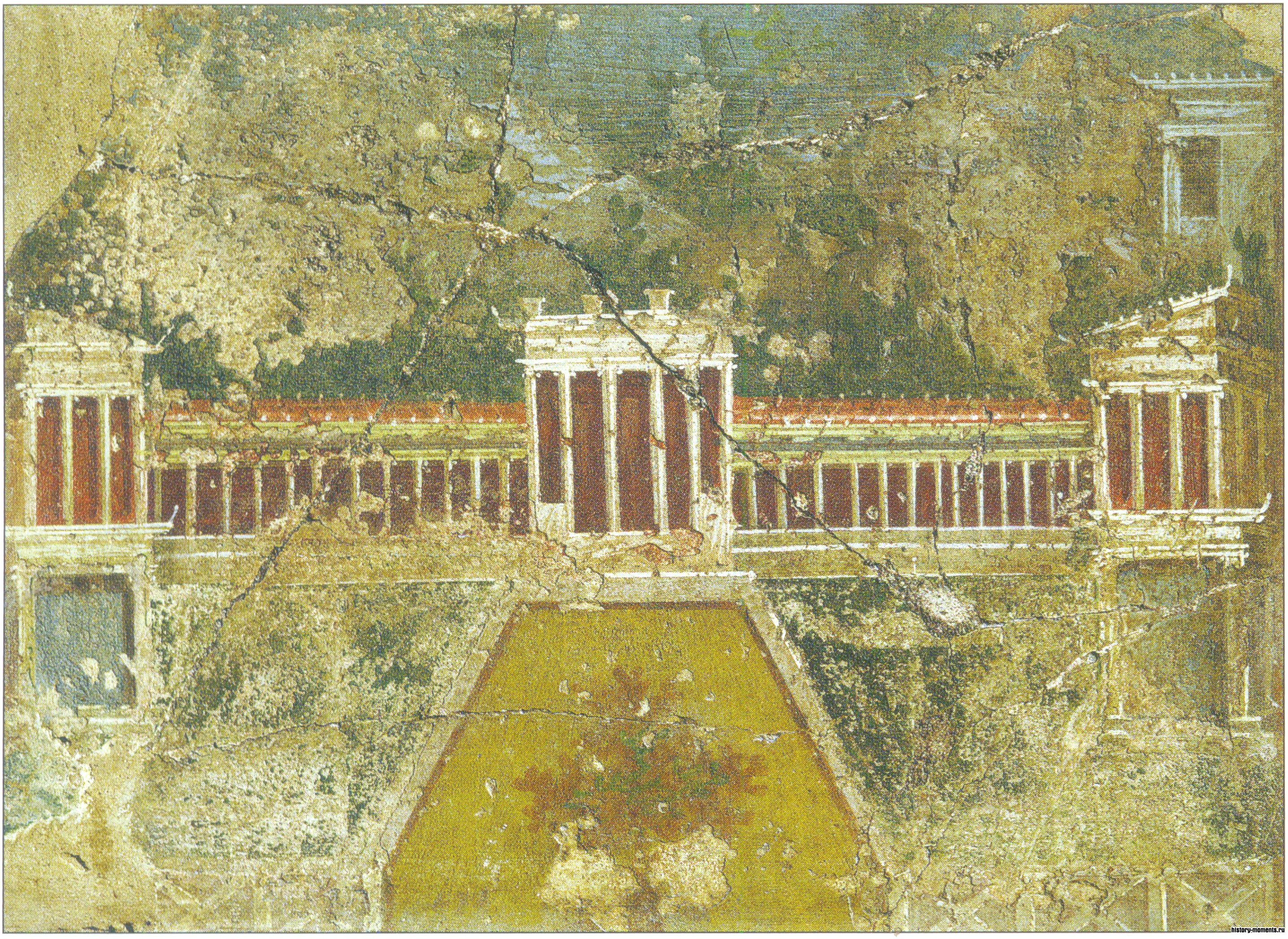 Эта фреска с виллы императрицы Ливии изображает огромную виллу с частью сада.