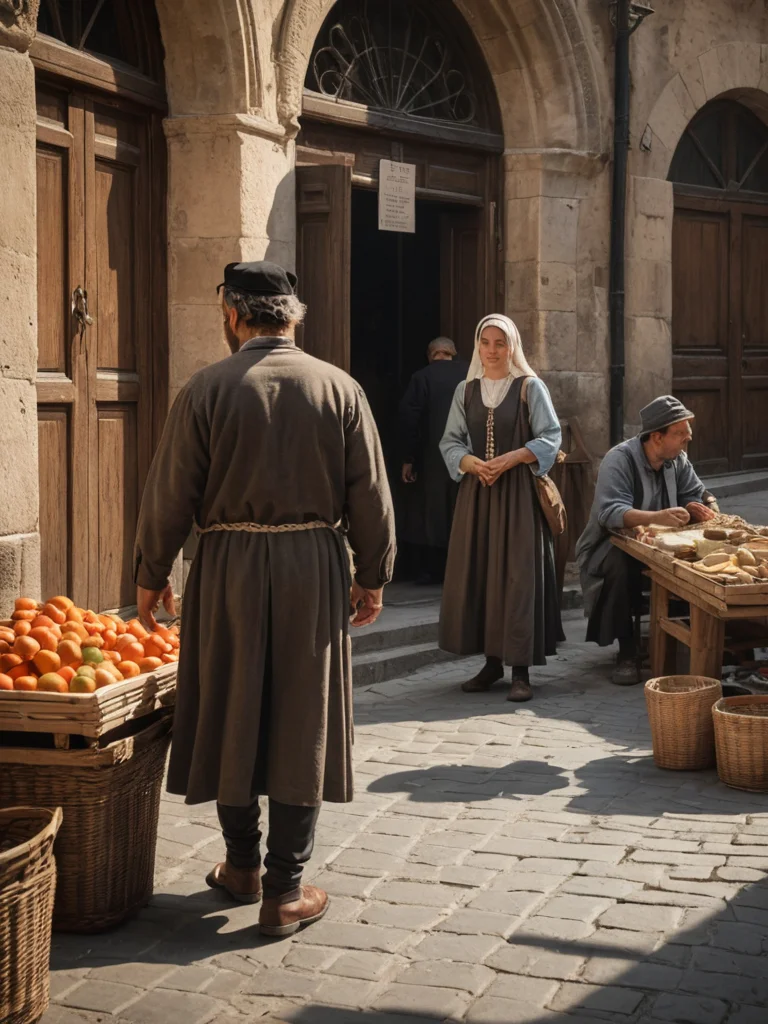 Жизнь в еврейском гетто средневекового города.