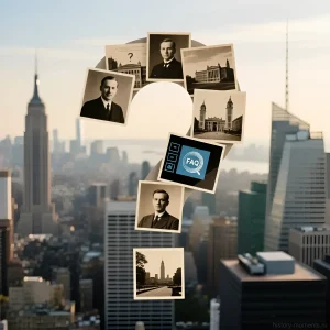 Фотография демонстрирует наложение старинных портретов и городских пейзажей на современный городской ландшафт, символизируя связь времен и перемены в быту.